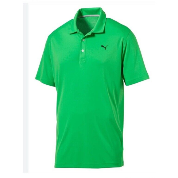 PUMA Polo Neon Green Golf Sports Lifestyle Short Sleeve Mens Large - Picture 1 of 9
